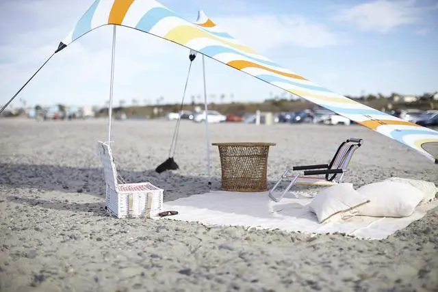 Alt view image 2 of 7 - Neso Tents Beach Tent with Sand Anchor, Portable Canopy SunShade - 7' x 7' - Patented Reinforced Corners (Vintage Stripes)