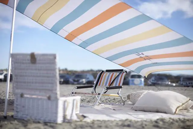 Alt view image 6 of 7 - Neso Tents Beach Tent with Sand Anchor, Portable Canopy SunShade - 7' x 7' - Patented Reinforced Corners (Vintage Stripes)