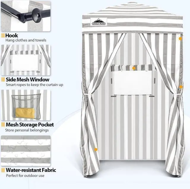 Alt view image 2 of 7 - EAGLE PEAK Flex Ultra Compact 4x4 Pop-up Canopy, Sun Shelter, Changing Room, Portable Privacy Canopy Cabana for Pool, Fashion Photoshoots, or Camping, Gray/White