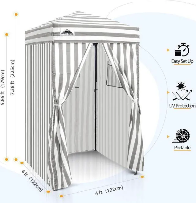 Alt view image 3 of 7 - EAGLE PEAK Flex Ultra Compact 4x4 Pop-up Canopy, Sun Shelter, Changing Room, Portable Privacy Canopy Cabana for Pool, Fashion Photoshoots, or Camping, Gray/White