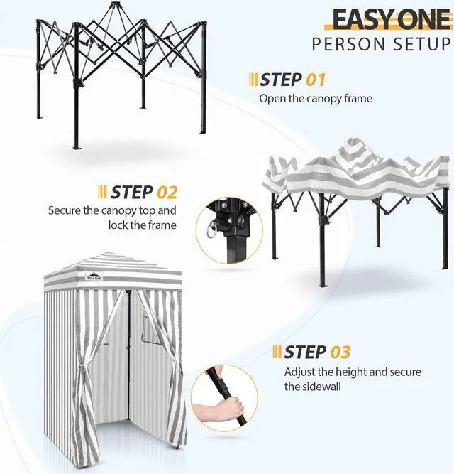 Alt view image 4 of 7 - EAGLE PEAK Flex Ultra Compact 4x4 Pop-up Canopy, Sun Shelter, Changing Room, Portable Privacy Canopy Cabana for Pool, Fashion Photoshoots, or Camping, Gray/White