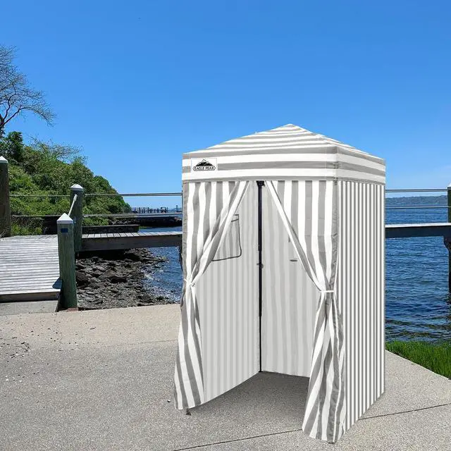 Alt view image 5 of 7 - EAGLE PEAK Flex Ultra Compact 4x4 Pop-up Canopy, Sun Shelter, Changing Room, Portable Privacy Canopy Cabana for Pool, Fashion Photoshoots, or Camping, Gray/White