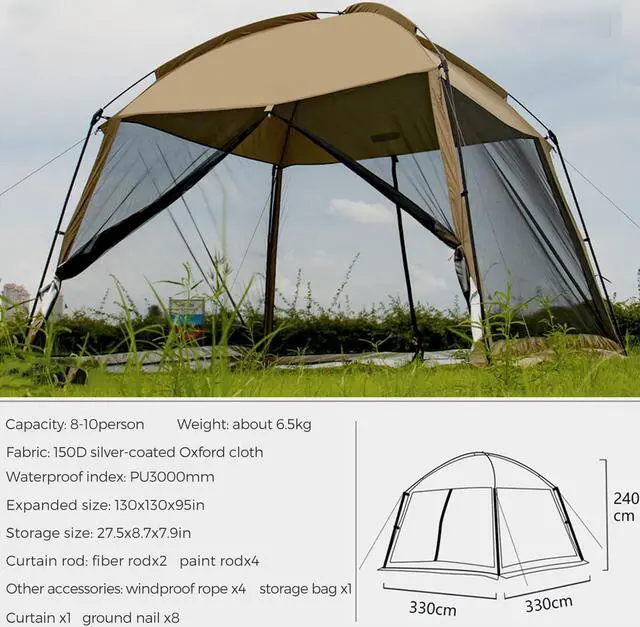 Alt view image 5 of 7 - GVDV Screen House Tent 11x11 Ft Mesh Net, Outdoor Camping Screen Room Sun Shade Gazebo Shelter Included Carry Bag, Easy Setup & Waterproof, Perfect for Family Picnic, Backyards, BBQ and Party