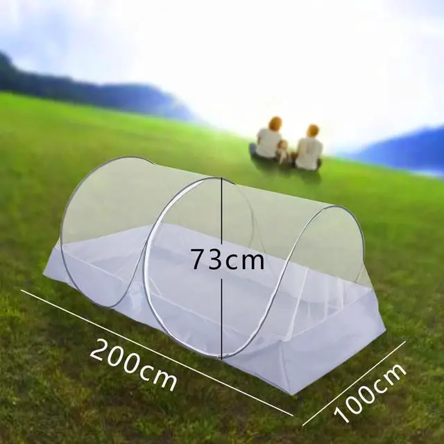 Alt view image 4 of 5 - Mengersi Mosquito Net Foldable Pop Up Travel Tent,Bed Canopy Camping Mosquito Net for Travel Bedroom and Outdoor Trip,Twin Size Bed (Gray)