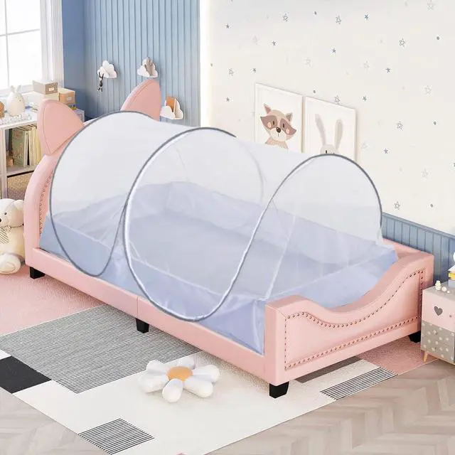 Alt view image 5 of 5 - Mengersi Mosquito Net Foldable Pop Up Travel Tent,Bed Canopy Camping Mosquito Net for Travel Bedroom and Outdoor Trip,Twin Size Bed (Gray)