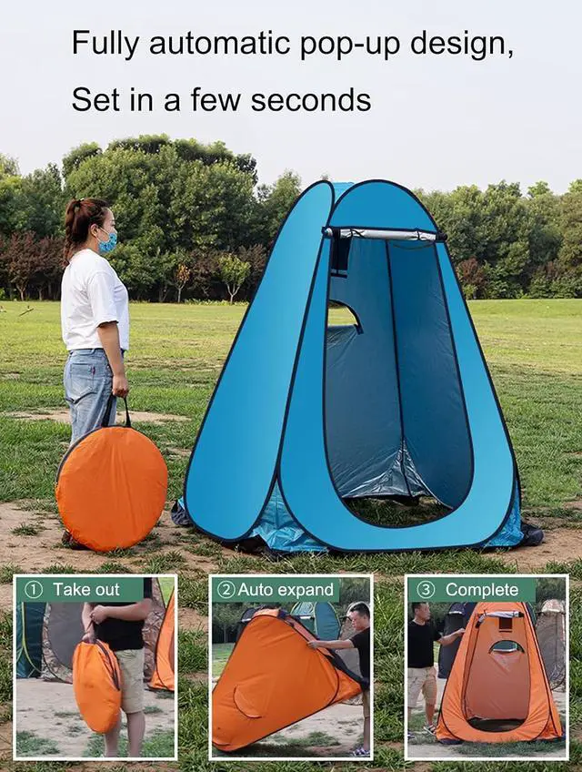Alt view image 4 of 7 - 1-2 Person Portable Pop Up Shower Privacy Shelter Tents with 3 Windows, Waterproof UV Protection Picnic Camping Fishing Shelter Tent, Outdoor Dressing Room Beach Isolation Sun Shelter (Green)