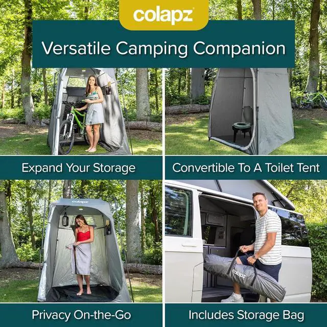 Alt view image 2 of 7 - Colapz Camping Shower Tent and Pop Up Toilet Tent - Additional Camping Storage Tall Tent - Privacy Beach Tents Shelters Pop Up - Portable Outdoor Changing Room