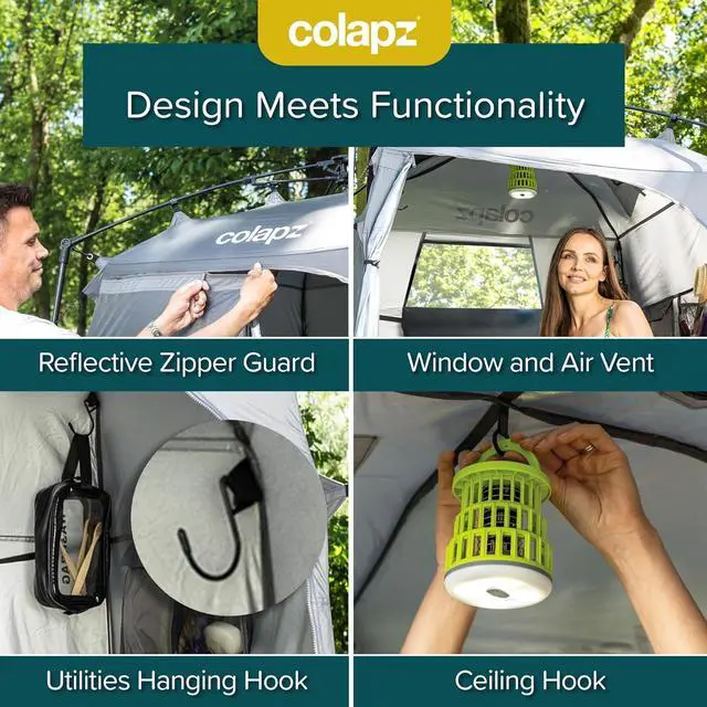 Alt view image 3 of 7 - Colapz Camping Shower Tent and Pop Up Toilet Tent - Additional Camping Storage Tall Tent - Privacy Beach Tents Shelters Pop Up - Portable Outdoor Changing Room