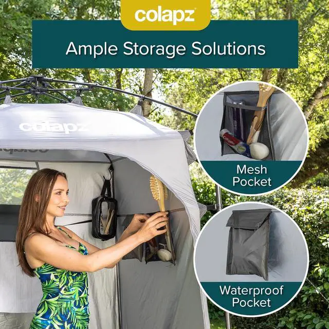 Alt view image 6 of 7 - Colapz Camping Shower Tent and Pop Up Toilet Tent - Additional Camping Storage Tall Tent - Privacy Beach Tents Shelters Pop Up - Portable Outdoor Changing Room