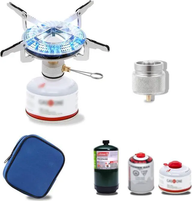 Main image of Caudblor Portable Camping Stove Burner, Small Backpacking Stoves with Butane Adapter, Lightweight Hiking Stove with Carrying Case, Little Propane Camp Stove for Travel