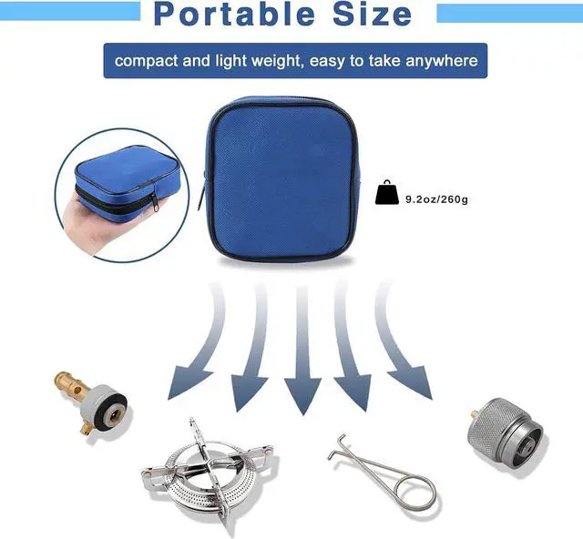 Alt view image 2 of 6 - Caudblor Portable Camping Stove Burner, Small Backpacking Stoves with Butane Adapter, Lightweight Hiking Stove with Carrying Case, Little Propane Camp Stove for Travel