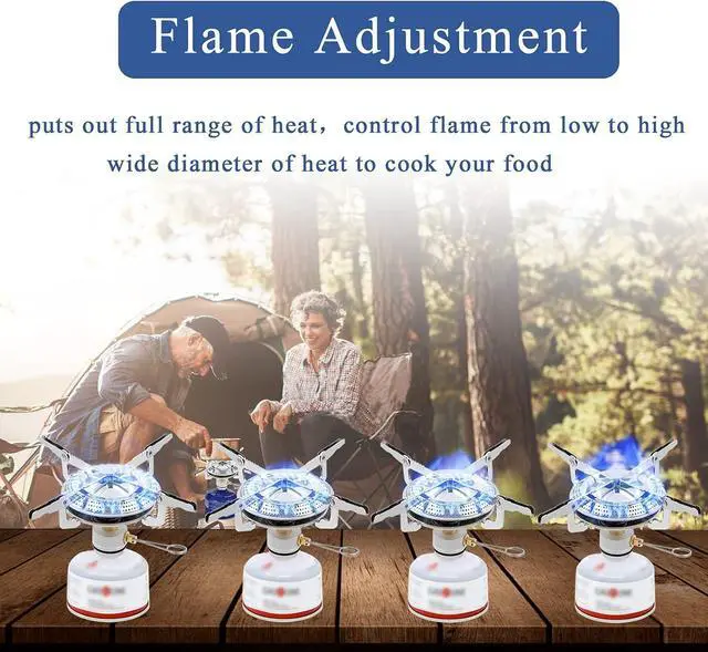 Alt view image 6 of 6 - Caudblor Portable Camping Stove Burner, Small Backpacking Stoves with Butane Adapter, Lightweight Hiking Stove with Carrying Case, Little Propane Camp Stove for Travel