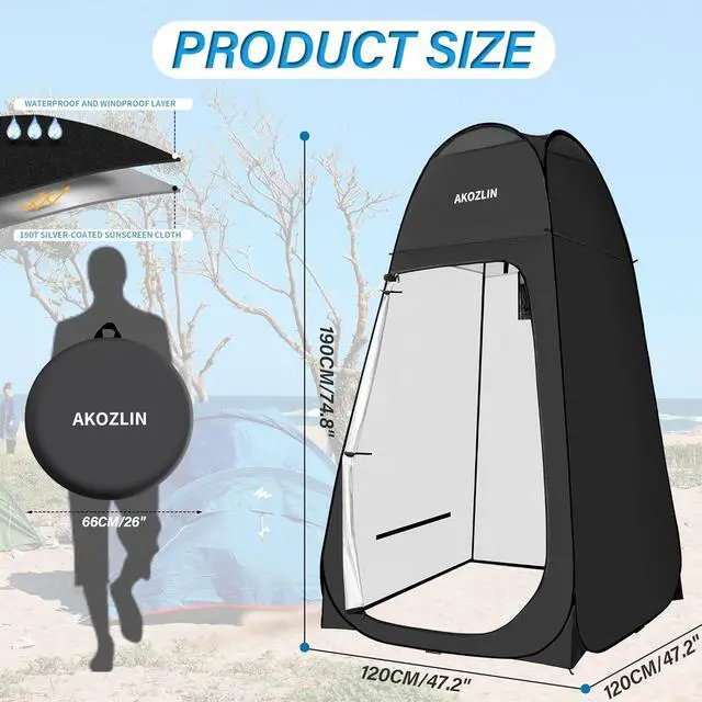 Alt view image 2 of 7 - Portable Pop Up Shower Tent Instant Privacy Dressing Changing Tent Outdoor Shower Room Camp Toilet Tent