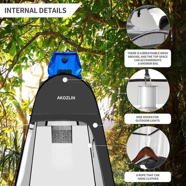 Alt view image 3 of 7 - Portable Pop Up Shower Tent Instant Privacy Dressing Changing Tent Outdoor Shower Room Camp Toilet Tent