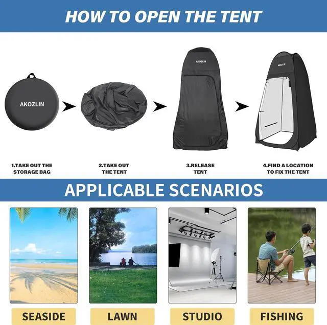 Alt view image 5 of 7 - Portable Pop Up Shower Tent Instant Privacy Dressing Changing Tent Outdoor Shower Room Camp Toilet Tent