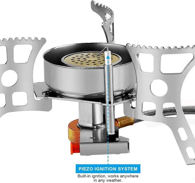 Alt view image 5 of 7 - WADEO 3900W Windproof Camping Gas Stove, Portable Backpacking Stove with Piezo Ignition, 1LB Propane Tank Adapter, Butane Adapter for Outdoor Camping, Hiking and Picnic