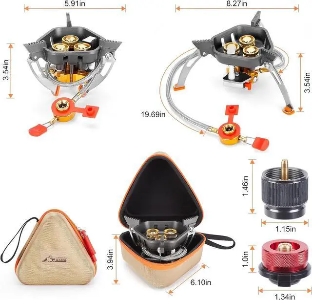 Alt view image 2 of 7 - WADEO 7200W Windproof Camping Stove, Camping Gas Stove with Piezo Ignition, Two Fuel Canister Adapter, Carry Case, Portable Stove, Backpacking Stove for Outdoor Backpacking Hiking and Picnic