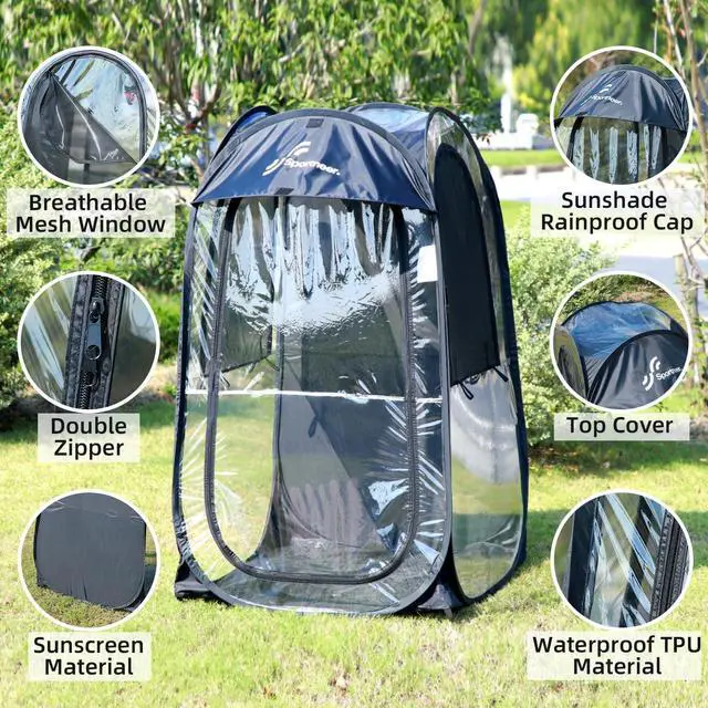 Alt view image 3 of 7 - Sports Tent: 1 Person Instant Shelter with Ultra Visibility for Cold Day - Lightweight Portable Pop Up Tent for Sports Event, Protection from Cold Wind and Rain, 37" Lx 37" W x 63.5" H
