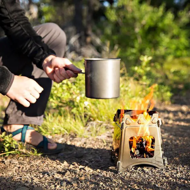Alt view image 2 of 7 - WoodFlame Ultra Lightweight Portable Wood Burning Camping Stove, Backpacking Stove, Stainless Steel with Nylon Carry Case - Perfect for Survival Packs & Emergency Preparedness