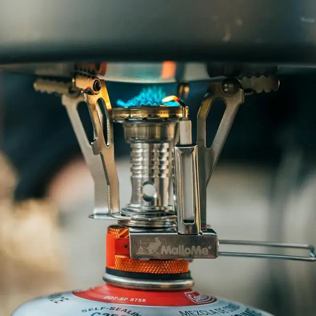 Alt view image 5 of 7 - MalloMe Backpacking Stove - Portable Camping Stove - Small Backpack Camp Single Burner for Propane Butane Isobutane Fuel Canister - Mini Pocket Rocket Jet Boiler for Hiking & Gas Cooking