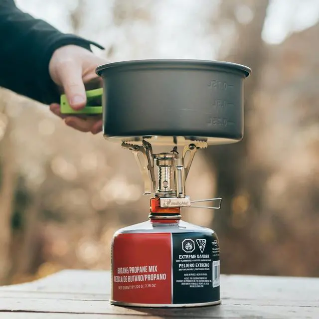 Alt view image 6 of 7 - MalloMe Backpacking Stove - Portable Camping Stove - Small Backpack Camp Single Burner for Propane Butane Isobutane Fuel Canister - Mini Pocket Rocket Jet Boiler for Hiking & Gas Cooking