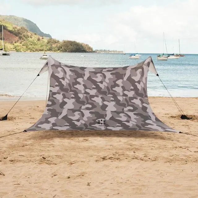 Main image of Neso Gigante - Portable Beach Tent - Ideal to Enjoy with Family and Friends - UPF 50+, Water-Resistant, and Lightweight - Grey Camo, 11' x 11'