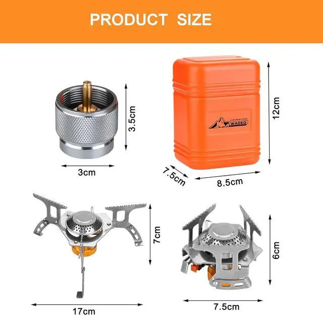 Alt view image 2 of 7 - WADEO Camping Gas Stove, 3700W Portable Backpacking Stove with Piezo Ignition, Portable Burner, Camping Stove Adapter and Carrying Case for Outdoor Cooking