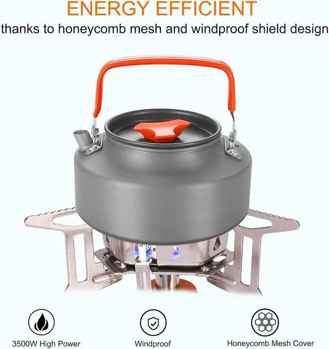 Alt view image 3 of 7 - Portable Backpacking Stove with Piezo Ignition Windproof Camping Gas Stove Camp Stove Foldable Burner with Propane Canister Adapter for Outdoor Camping Hiking Picnic