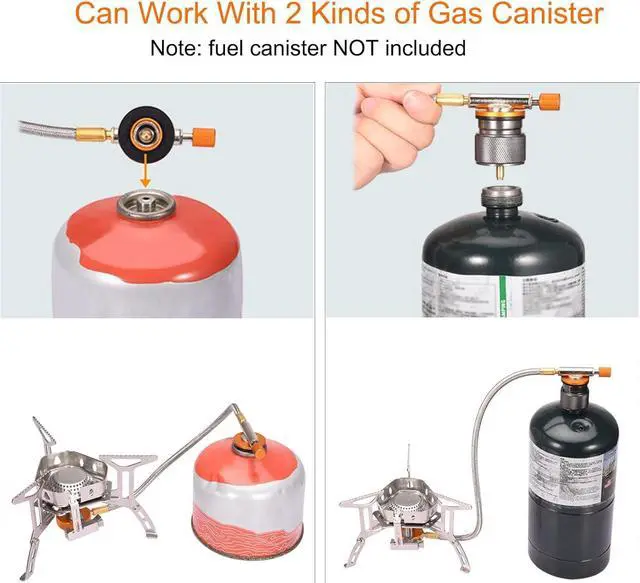 Alt view image 4 of 7 - Portable Backpacking Stove with Piezo Ignition Windproof Camping Gas Stove Camp Stove Foldable Burner with Propane Canister Adapter for Outdoor Camping Hiking Picnic