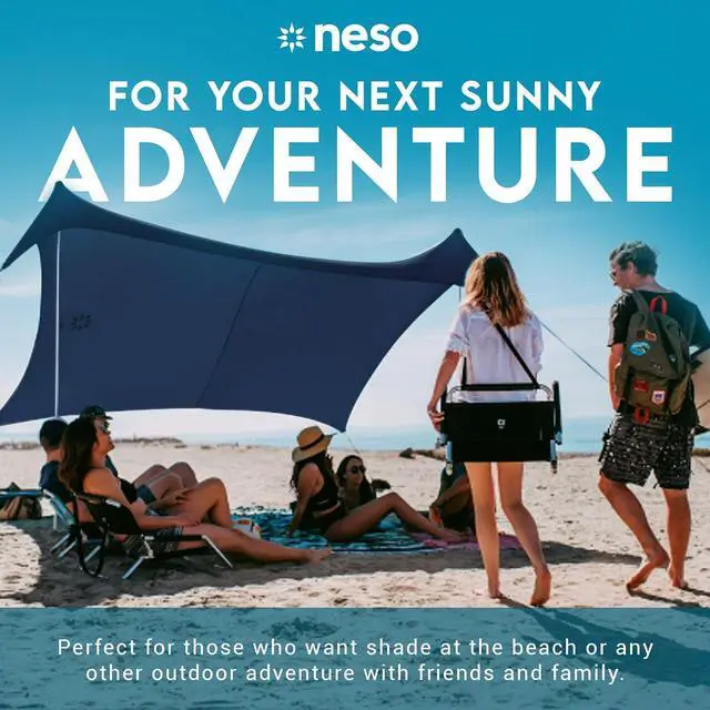 Alt view image 2 of 6 - Neso Gigante - Portable Beach Tent - Ideal to Enjoy with Family and Friends - UPF 50+, Water-Resistant, and Lightweight - Navy, 11' x 11'