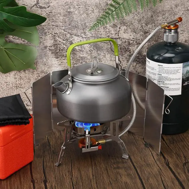 Alt view image 2 of 7 - Odoland 3500W Windproof Camp Stove Camping Gas Stove with Windscreen, Fuel Canister Adapter, Piezo Ignition, Carry Case, Portable Collapsible Stove Burner for Outdoor Backpacking Hiking and Picnic
