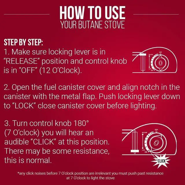 Alt view image 4 of 6 - Portable Butane Camping Stove, Piezo Click Ignition, 15,000 BTU Output, Double Wind-Guard Portable Stove Burner for Emergency, Tailgating, Hiking, Backpacking, Camping Essentials by Chef Master #90019