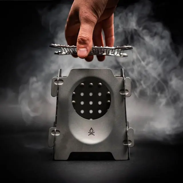 Alt view image 4 of 7 - überleben Stöker Wood Burning Camp Stove - Stainless Steel Portable Wood Stove for Camping, Backpacking, & Hiking - 18oz Folding Camping Stove - Small Wood Stove Camping Essentials (Bead-Blasted)