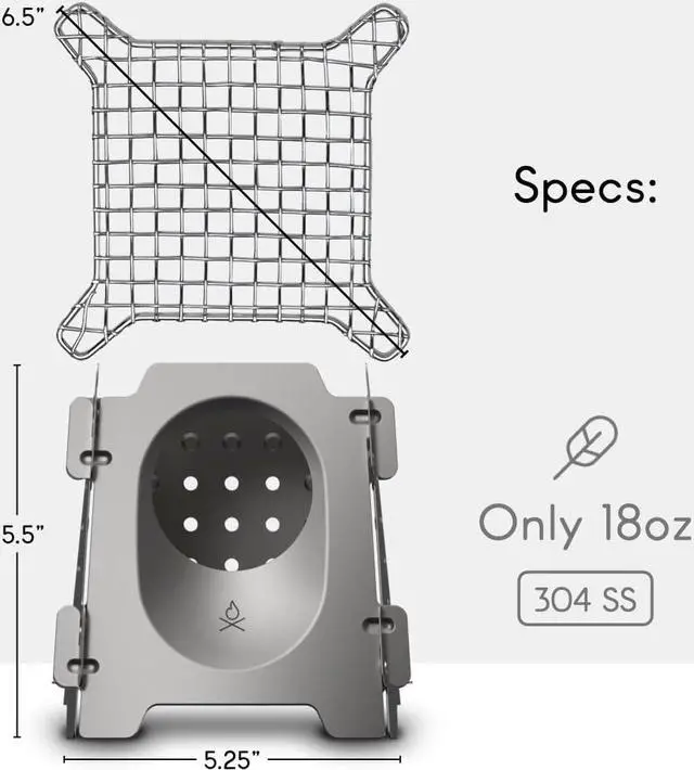 Alt view image 6 of 7 - überleben Stöker Wood Burning Camp Stove - Stainless Steel Portable Wood Stove for Camping, Backpacking, & Hiking - 18oz Folding Camping Stove - Small Wood Stove Camping Essentials (Carbon Black)