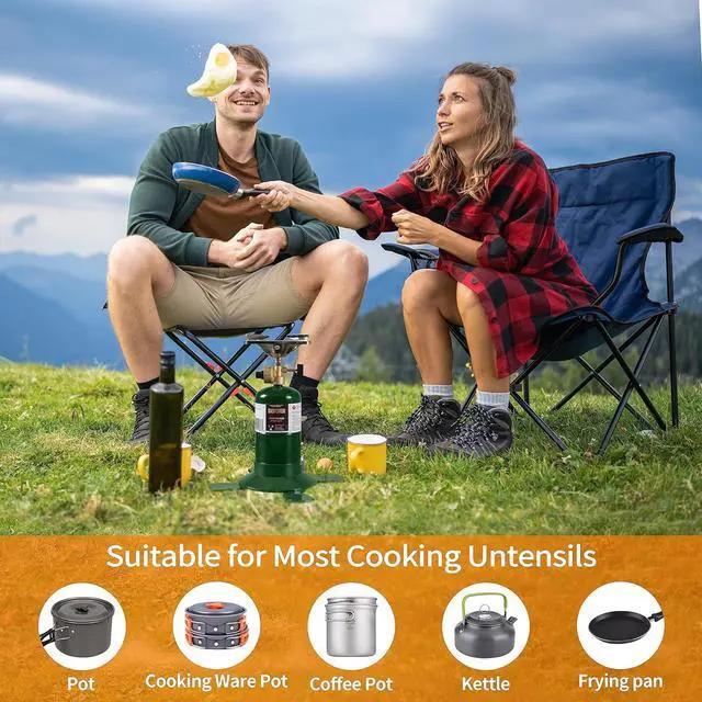 Alt view image 6 of 7 - Camping Propane Stove, Single Burner Propane Stove, Portable Bottletop Backpacking Stove,10000BTU Camp Gas Stove kit for Outdoor Cooking, include a USB Windproof Ligther (Fuel not included)