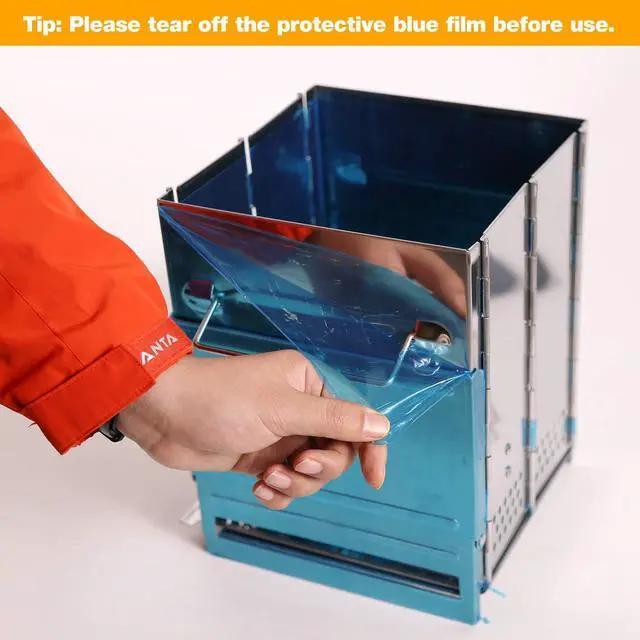 Alt view image 7 of 7 - Portable Folding Camping Wood Stove for Outdoor Cooking, Lightweight Stainless Steel Wood Burning Camp Stove with Grill for Backpacking BBQ Picnic, Small