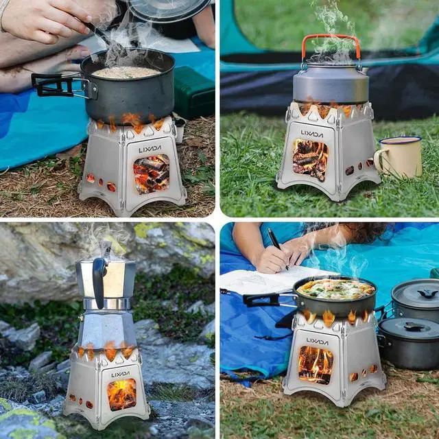 Alt view image 4 of 7 - Lixada Camping Wood Stove Folding Lightweight Stainless Steel Wood Burning Stoves Portable Backpacking Stove for Outdoor Camping Hiking Backpacking Picnic Hunting BBQ