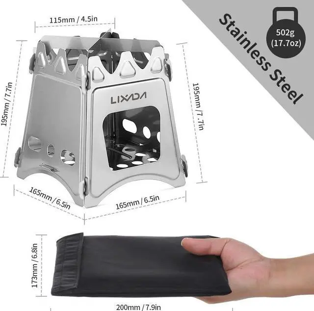 Alt view image 5 of 7 - Lixada Camping Wood Stove Folding Lightweight Stainless Steel Wood Burning Stoves Portable Backpacking Stove for Outdoor Camping Hiking Backpacking Picnic Hunting BBQ