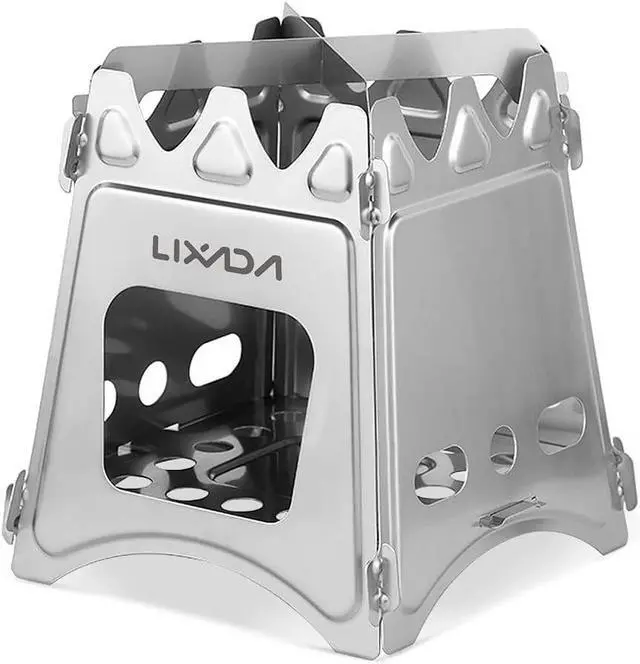 Alt view image 7 of 7 - Lixada Camping Wood Stove Folding Lightweight Stainless Steel Wood Burning Stoves Portable Backpacking Stove for Outdoor Camping Hiking Backpacking Picnic Hunting BBQ