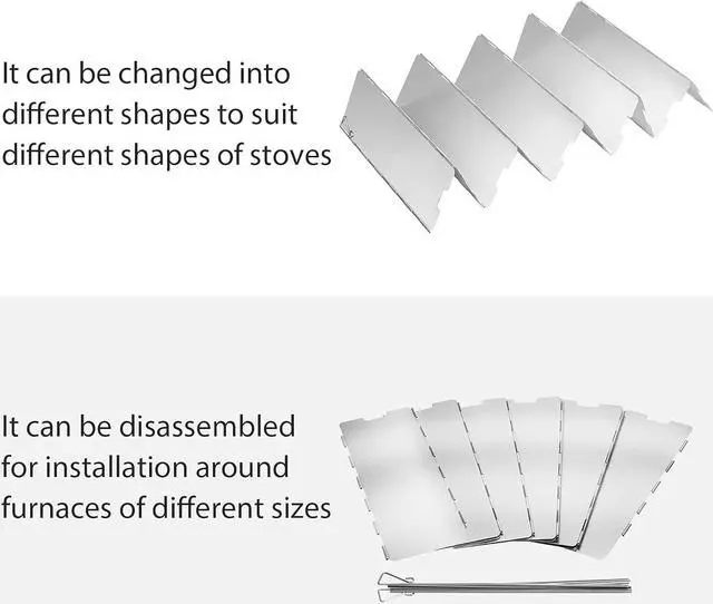 Alt view image 5 of 7 - Uning Camp Stove Windscreen, 10 Plates Lightweight Folding Outdoor Picnic Cooker Stove Wind Screen Windshield for Camping Stove Backpacking Stove Butane Stoves Alcohol Stoves