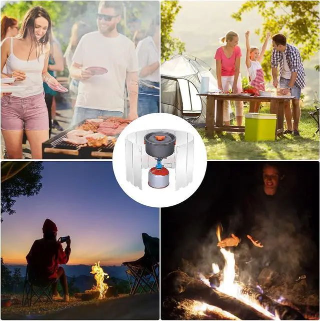 Alt view image 7 of 7 - Uning Camp Stove Windscreen, 10 Plates Lightweight Folding Outdoor Picnic Cooker Stove Wind Screen Windshield for Camping Stove Backpacking Stove Butane Stoves Alcohol Stoves