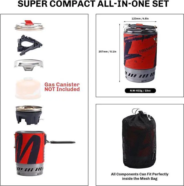 Alt view image 2 of 7 - Fire Maple Polaris Cooking System | Portable Camping Backpacking Stove with Micro Regulated Valve | Electric Jet Burner Pot Set | Ideal Camp Water Boiler for Hiking Fishing Trekking Hunting (Black)