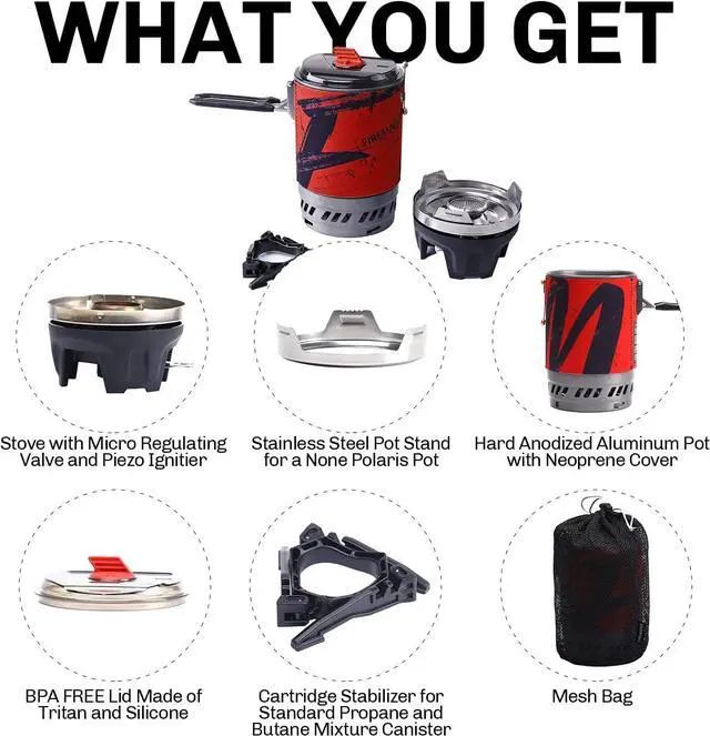 Alt view image 3 of 7 - Fire Maple Polaris Cooking System | Portable Camping Backpacking Stove with Micro Regulated Valve | Electric Jet Burner Pot Set | Ideal Camp Water Boiler for Hiking Fishing Trekking Hunting (Black)