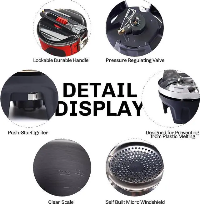 Alt view image 5 of 7 - Fire Maple Polaris Cooking System | Portable Camping Backpacking Stove with Micro Regulated Valve | Electric Jet Burner Pot Set | Ideal Camp Water Boiler for Hiking Fishing Trekking Hunting (Black)