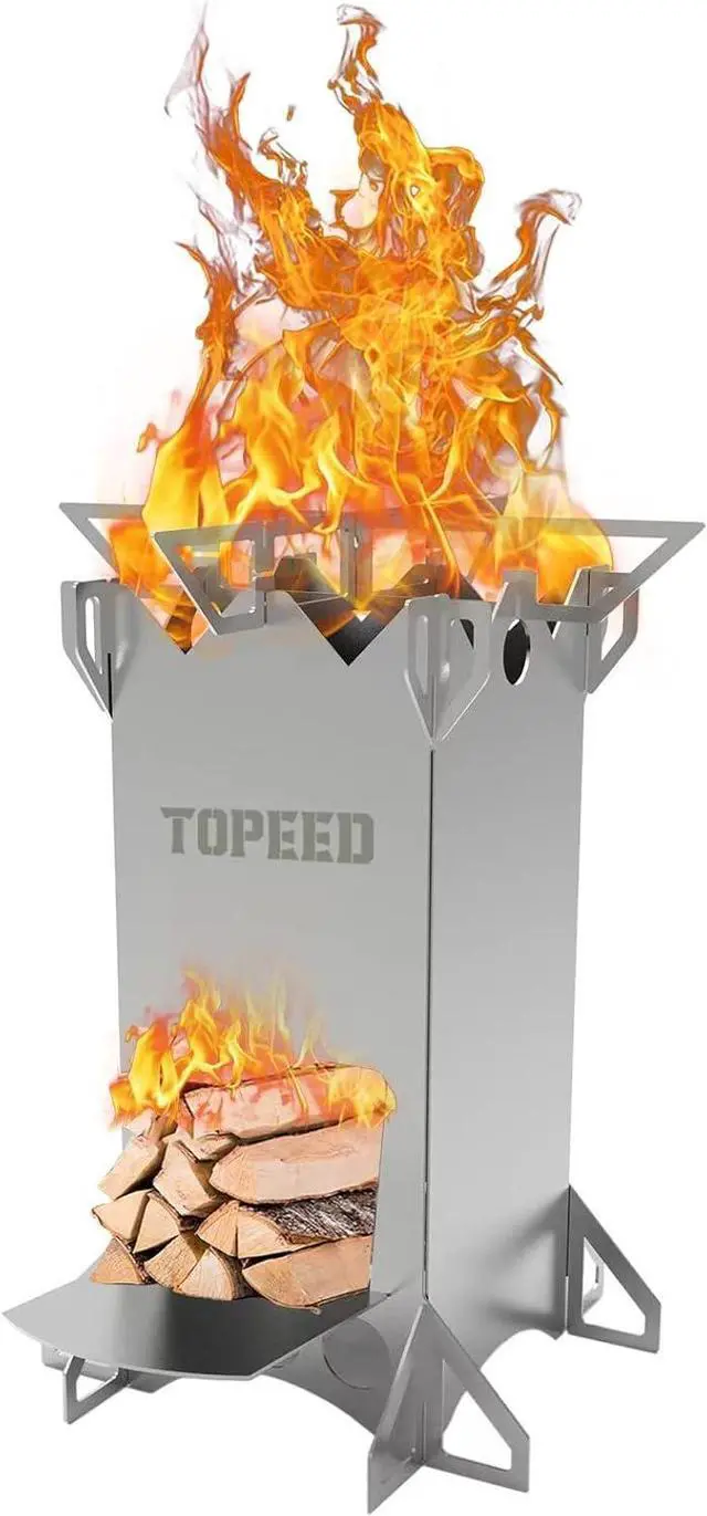 Main image of Backpacking Camping Rocket Stove,Portable Stainless Steel Wood Burning Camping Stoves for Outdoor Cooking Hiking Survival Travel Picnic BBQ