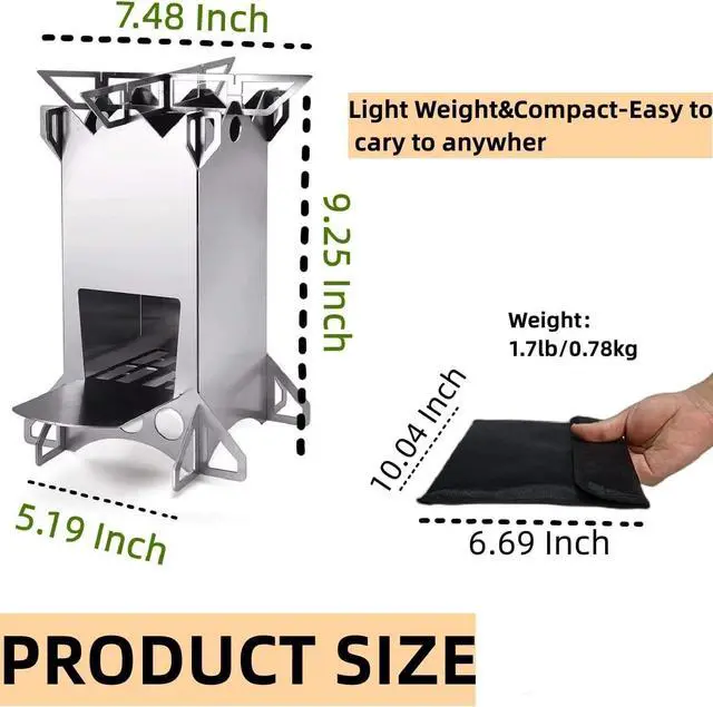 Alt view image 3 of 7 - Backpacking Camping Rocket Stove,Portable Stainless Steel Wood Burning Camping Stoves for Outdoor Cooking Hiking Survival Travel Picnic BBQ