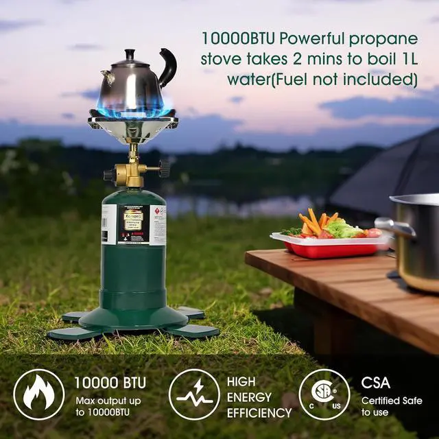 Alt view image 2 of 6 - KOMAN Camping Propane Stove, Portable Backpacking Propane Stove,10000BTU Single Propane Burner for Outdoor Cooking,Fuel by 16 Oz Propane Cylinder (Propane Cylinder not included)