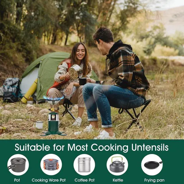 Alt view image 4 of 6 - KOMAN Camping Propane Stove, Portable Backpacking Propane Stove,10000BTU Single Propane Burner for Outdoor Cooking,Fuel by 16 Oz Propane Cylinder (Propane Cylinder not included)