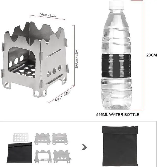 Alt view image 4 of 7 - Lixada Camping Wood Stove Folding Lightweight Stainless Steel Wood Burning Stove Portable Backpacking Alcohol Stove for Outdoor Camping Hiking Picnic BBQ Picnic Hunting