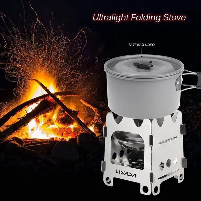 Alt view image 2 of 7 - Lixada Camping Wood Stove Folding Lightweight Stainless Steel Wood Burning Stove Portable Backpacking Alcohol Stove for Outdoor Camping Hiking Picnic BBQ Picnic Hunting